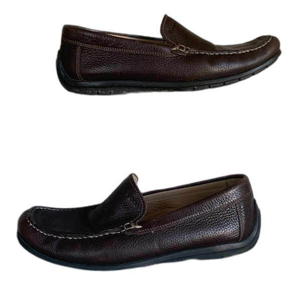 Ecco Classic Brown Leather Slip-On Moccasin Driving Shoe Size 10-10.5 - Picture 8 of 9